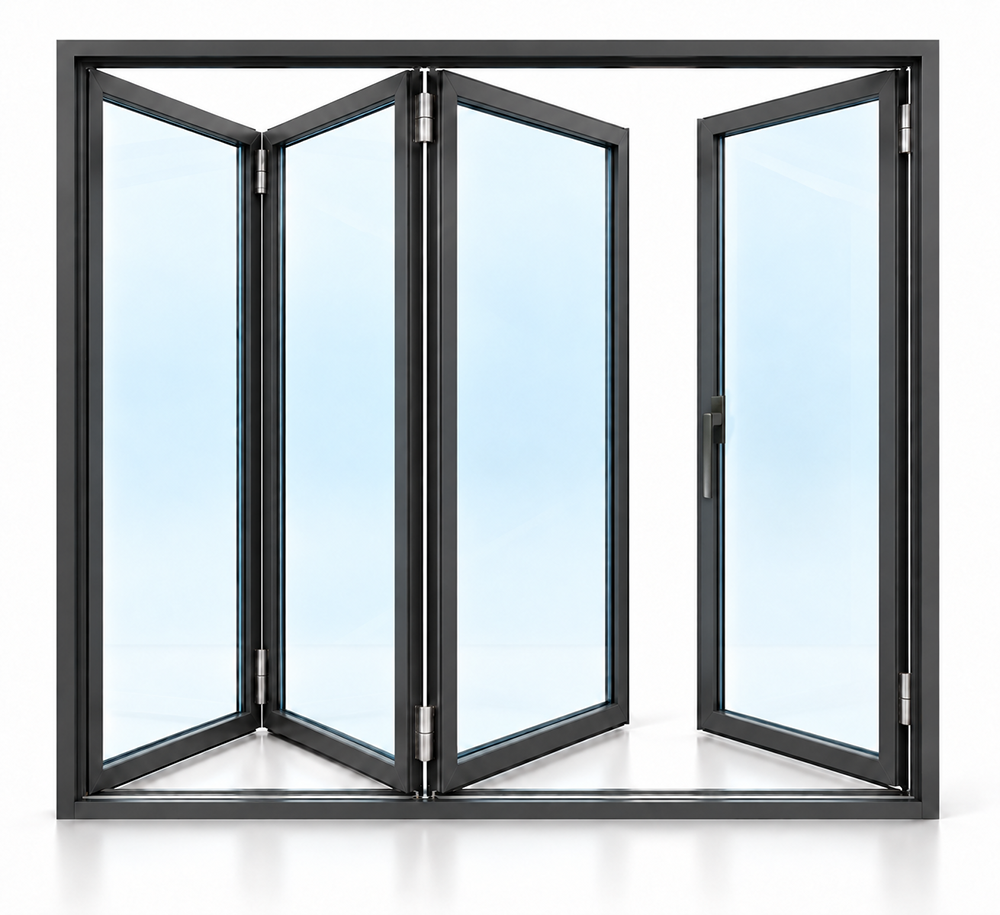4-3-1 Bi - Folding Door ,3 Doors Left 1 Swing Door Right